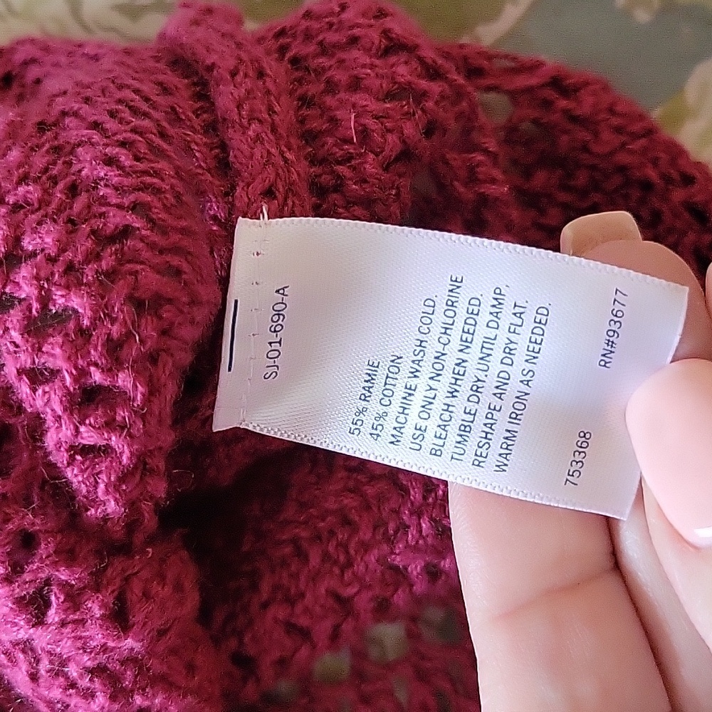 ST JOHN'S BAY CRANBERRY CROCHET KNIT SWEATER - Picture 6 of 6